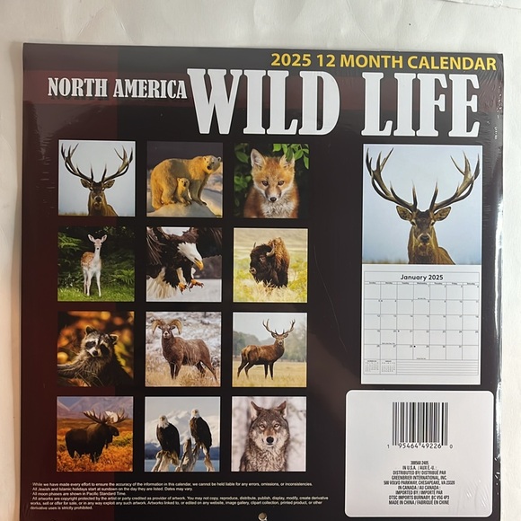 North America Wild Life 2025 12 Month Calendar NIP - Picture 4 of 16